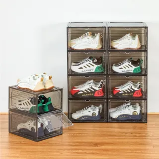 【ONE HOUSE】運動家磁吸可疊加收納盒 鞋盒 _8入(側開/正開 收納盒 展示盒 球鞋收納 鞋架 鞋櫃 透明收納)