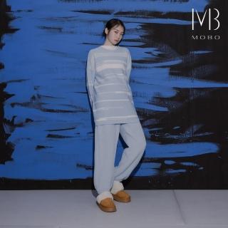 【MO-BO】不規則條紋撞色針織上衣