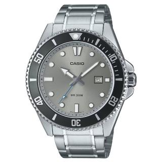【CASIO 卡西歐】MDV-107D-8A 槍魚鋼帶水泥灰水鬼潛水錶(新產品上市 防水200米)