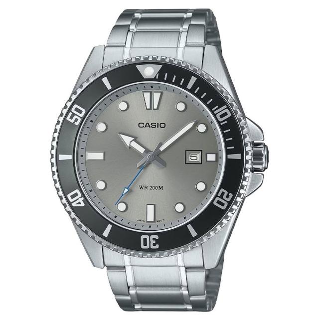 【CASIO 卡西歐】MDV-107D-8A 水泥灰槍魚鋼帶水鬼系列潛水錶(新產品上市 防水200米)