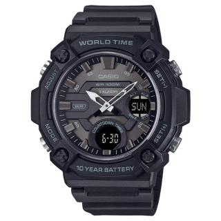 【CASIO 卡西歐】AEQ-120W-1B 大錶徑防水100米(雙顯示電子錶)