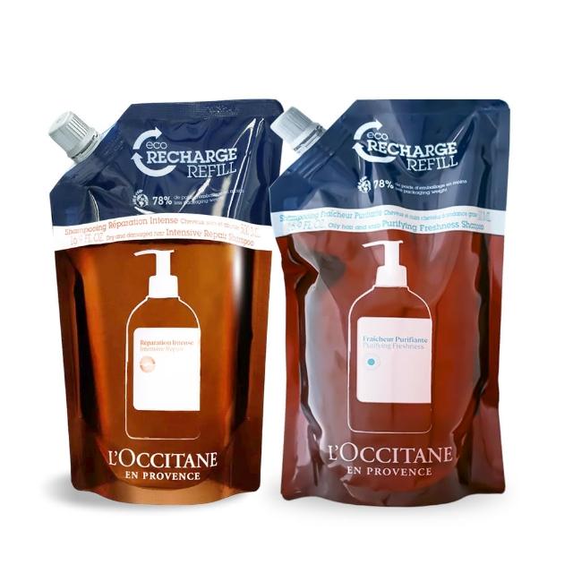 【L’Occitane 歐舒丹】草本系列洗髮乳補充包500ml(新版-多款可選-國際航空版-修護/淨涼)