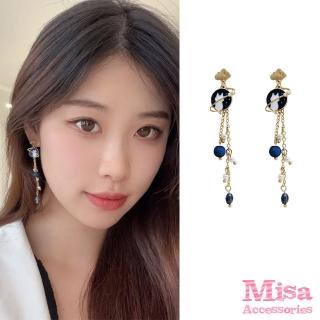 【MISA】韓國設計S925銀針長款流蘇貓咪雲朵設計耳環(S925銀針耳環 貓咪耳環 雲朵耳環)