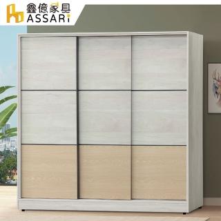 【ASSARI】波伊7.5尺推門衣櫃(寬224x深59x高197cm)