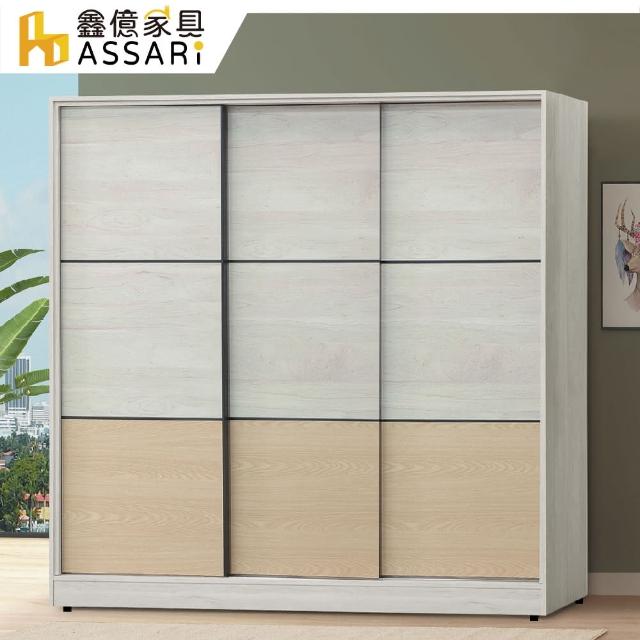 【ASSARI】波伊7.5尺推門衣櫃(寬224x深59x高197cm)
