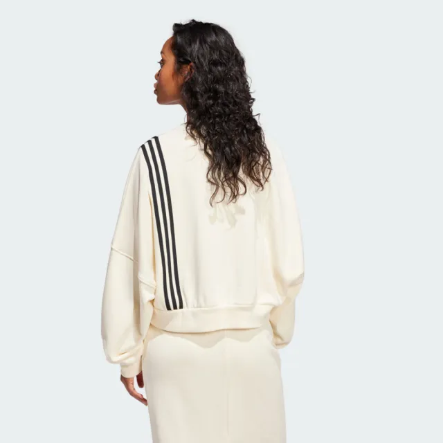 【adidas 愛迪達】Crop Sweatshirt 女 長袖上衣 休閒長袖 寬鬆 舒適 米(JD0084)