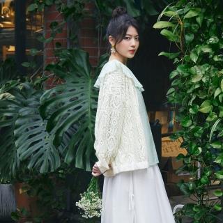 【OB 嚴選】日系透肌感鏤空蕾絲雕花拉鍊外套 《EA3756》