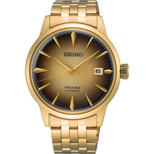 【SEIKO 精工】Presage 金棕漸層 啤酒雞尾酒 調酒機械錶40.5MM(SRPK48J1/4R35-01T0F)