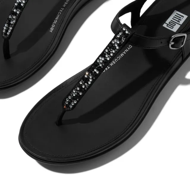 【FitFlop】GRACIE混合水鑽皮革T字後帶涼鞋-女(二色)