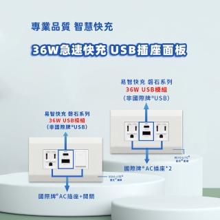 【易智快充】磐石系列-國際牌 Panasonic DECO LITE星光面板 36W USB快充插座(插座+36W USB+插座)