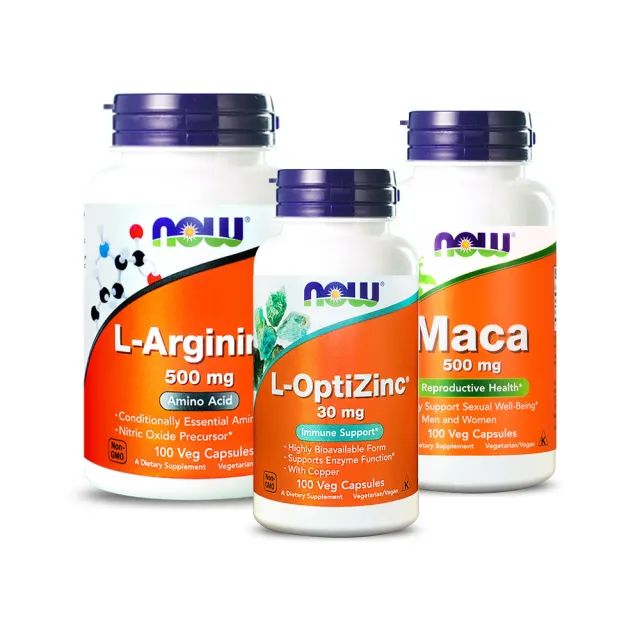 【NOW健而婷】維持巔峰套組(瑪卡MACA+精胺酸一氧化氮+鋅)