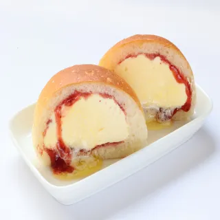【跨店任選】美食村_雙餡爆漿麵包_大湖草莓(10入/盒)
