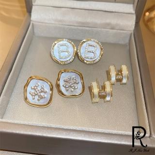 【RJ New York】名媛時尚H字母貝殼珍珠耳環(8款可選)