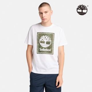 【Timberland 官方旗艦】男款白色迷彩LOGO短袖T恤(A6ACQ100)