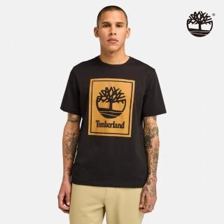 【Timberland 官方旗艦】男款黑色大LOGO短袖T恤(A69BKP56)