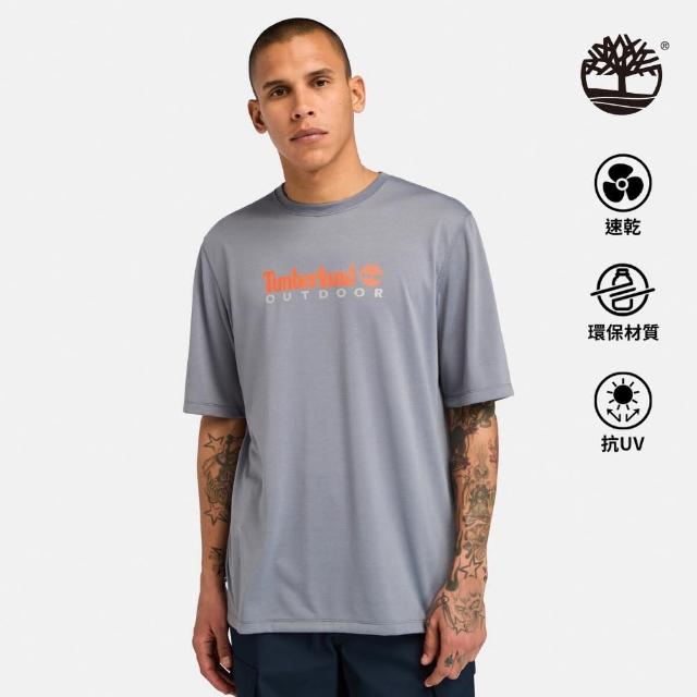 【Timberland 官方旗艦】男款藍灰色休閒短袖T恤(A41Z5073)