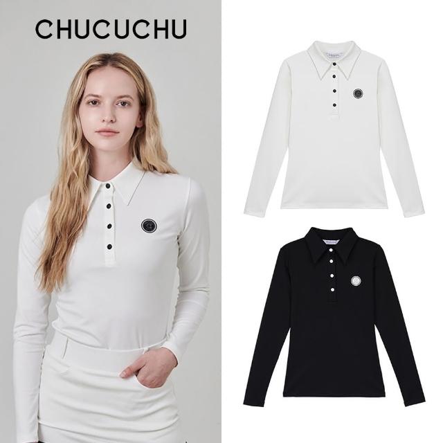 【CHUCUCHU】簡約LOGO 長袖POLO衫 運動服 機能 長袖上衣 高爾夫 女上衣