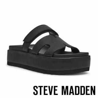 【steve madden】皮革厚底H拖鞋 BIGMISSLE(黑色)