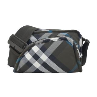 【BURBERRY 巴寶莉】盾形格紋郵差斜背包(墨綠)