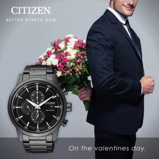 【CITIZEN 星辰】黑夜騎士型男必備 光動能三眼計時男錶 黑 43mm(CA0615-59E)