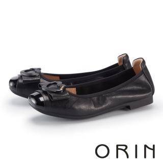 【ORIN】氣質造型愛心釦羊皮平底鞋(黑色)