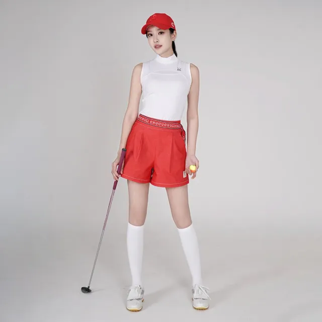 【CHUCUCHU】LOGO腰帶 高腰短褲 A字短褲 運動褲 高爾夫 女
