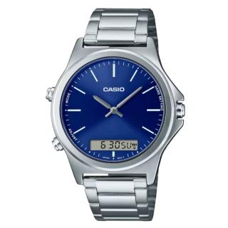 【CASIO 卡西歐】數位雙顯鋼帶男錶(MTP-VC01D-2E)