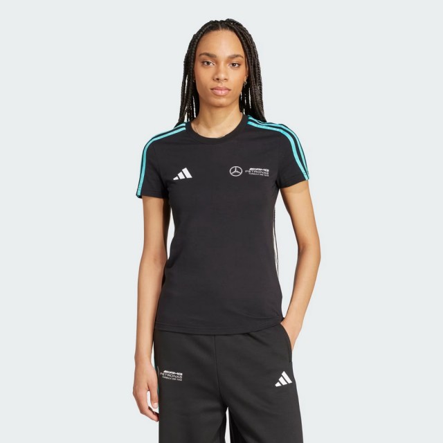 【adidas 愛迪達】ADIDAS X MERCEDES 短袖上衣短袖上衣(JV5424 女款運動上衣 黑)