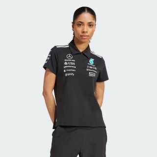 【adidas 愛迪達】ADIDAS X MERCEDES 短袖POLO衫(JX0759 女款運動上衣 POLO衫 黑)
