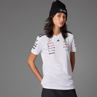 【adidas 愛迪達】ADIDAS X MERCEDES 短袖上衣(JX5799 女款運動上衣 吸濕排汗 白)