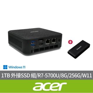 【Acer 宏碁】1TB 外接SSD 組★RB102 AMD R7 迷你電腦(RB102/R7-5700U/8G/256G SSD/W11)