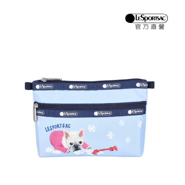 【LeSportsac官方直營】輕量尼龍 雙層拉鍊化妝包(7105 雪國汪星人)