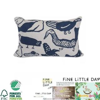 【北歐瑞典 FINE LITTLE DAY】MOGU TAKAHASHI聯名抱枕套38x58cm(TORI BLUE小鳥兒藍色-臺灣總代理)