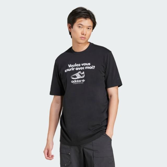 【adidas 愛迪達】短袖上衣 男 三葉草 GRFX TEE 黑白 JC8366