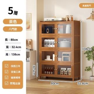 【顧家家居】五層廚房置物櫃-高畫質門80×32×138公分(微波爐置物架/儲物架/碳鋼置物架/收納架/預售15天)
