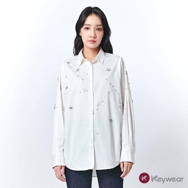 【KeyWear 奇威名品】星星縫鑽長袖襯衫