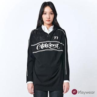 【KeyWear 奇威名品】復古運動休閒連帽針織上衣