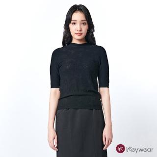 【KeyWear 奇威名品】獨特蕾絲質感織法針織上衣(共2色)