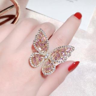 【LEEHER】鋯石戒指/蝴蝶戒指/純銀戒指/婚禮戒指/開口戒指/造型戒指/個性戒指/復古戒指/可調節/