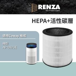 【RENZA】適用 Coway 格威 AP-0823E 靜小眠除臭抗敏清淨機(HEPA+活性碳濾網 濾芯 濾心)