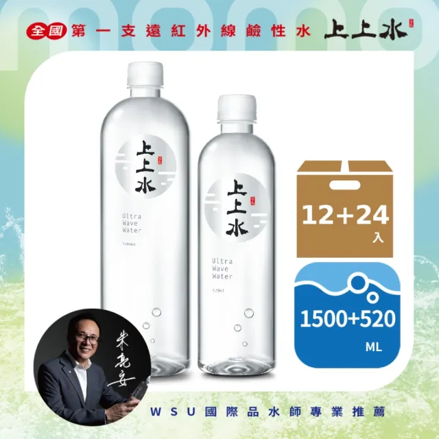 【上上水】遠紅外線小水分子團天然礦泉水(520ml+1500ml各一箱)