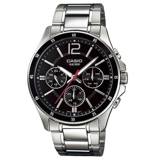 【CASIO 卡西歐】MTP-1374D-1A 三眼賽車風格指標錶(時尚潮流 錶徑約4.35公分)