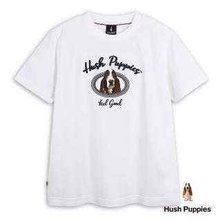 【Hush Puppies】男裝 上衣 立體草寫英文刺繡圖騰狗上衣(白色 / 53110105)