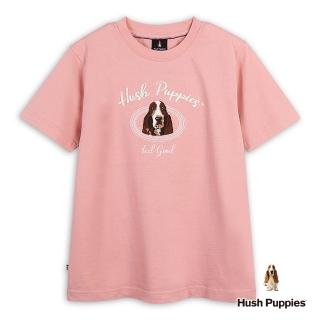 【Hush Puppies】男裝 上衣 立體草寫英文刺繡圖騰狗上衣(粉紅 / 53110105)
