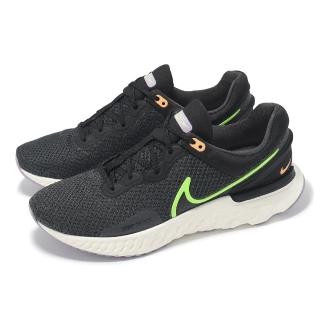 【NIKE 耐吉】慢跑鞋 React Miler 3 男鞋 黑 綠 緩震 運動鞋(DD0490-005)