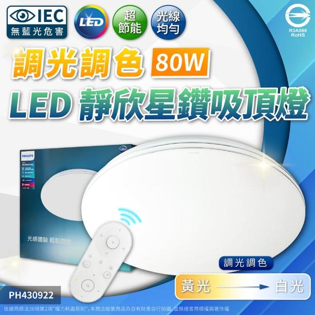 【Philips 飛利浦】LED Pyxis 靜欣 星鑽 80W 全電壓 舒適光 可調光 可調色 遙控吸頂燈(保固5年)