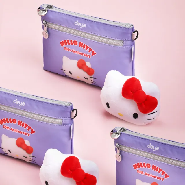 【deya】雙11 hello kitty 三麗鷗 凱蒂50週年抗菌小斜背袋 贈kitty吊飾購袋︱斜背包