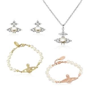 【Vivienne Westwood】經典水晶土星珍珠項鍊/耳環/手鍊(多款可選)