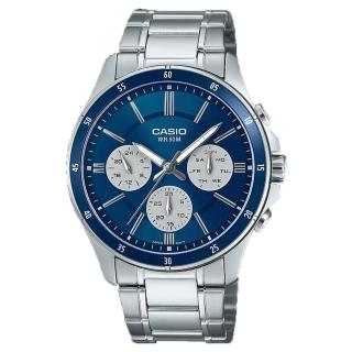【CASIO 卡西歐】MTP-1374D-2A3 三眼賽車風格指標錶(時尚潮流 錶徑約4.35公分)