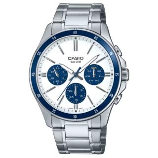 【CASIO 卡西歐】MTP-1374D-7A2 三眼賽車風格指標錶(時尚潮流 錶徑約4.35公分)
